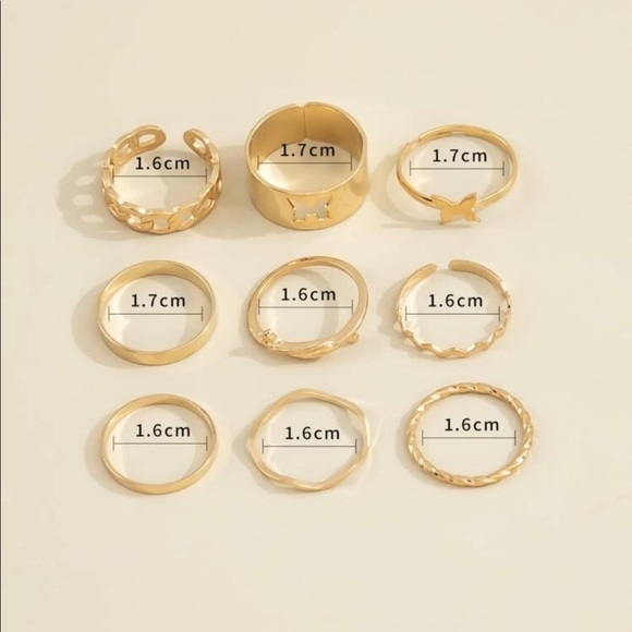 Whimsy Butterfly Band Gold Stackable Rings - Picture 4 of 10